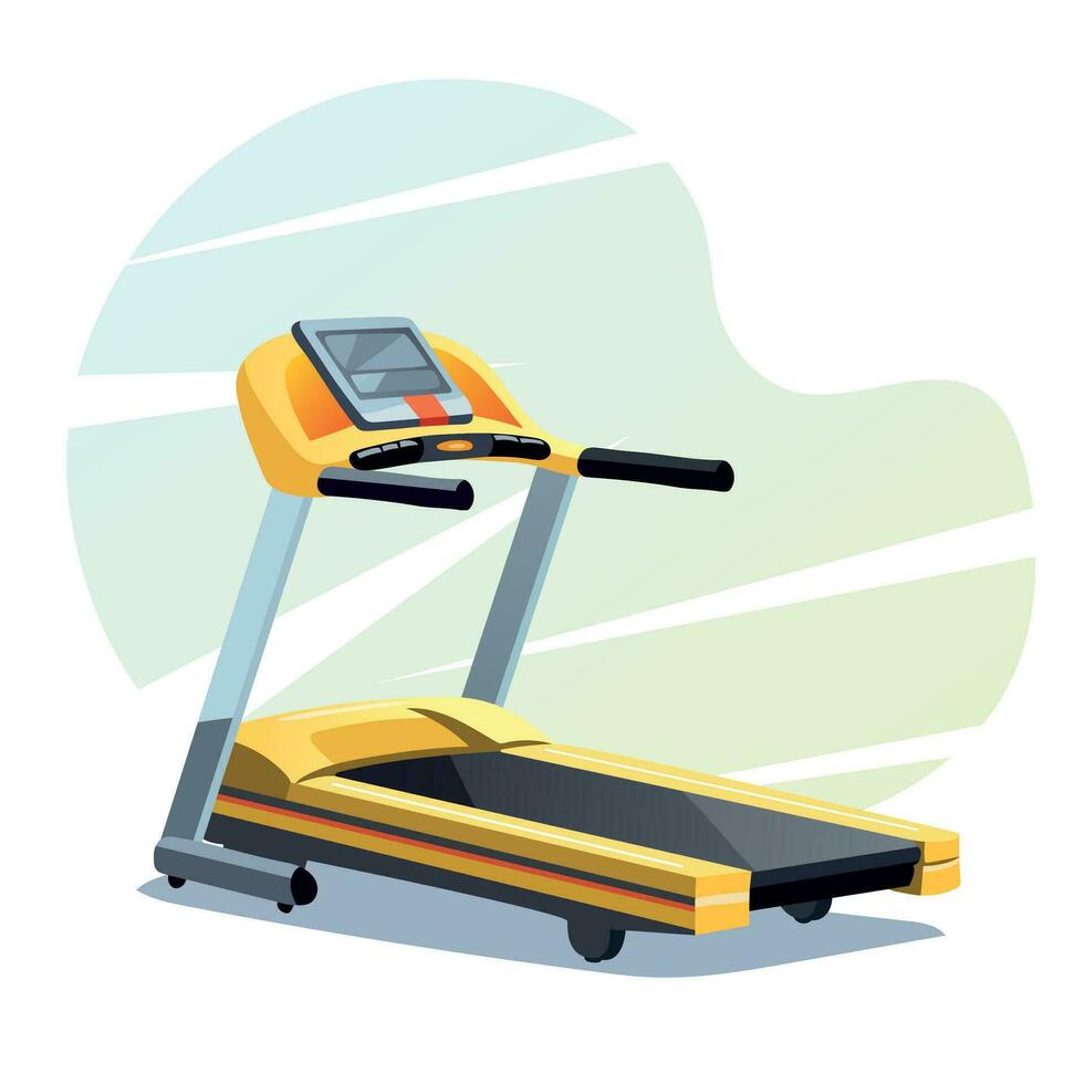 Blue Treadmill for Fitness. Cardio workouts. Sports exercises for health. Vector illustration in cartoon style.