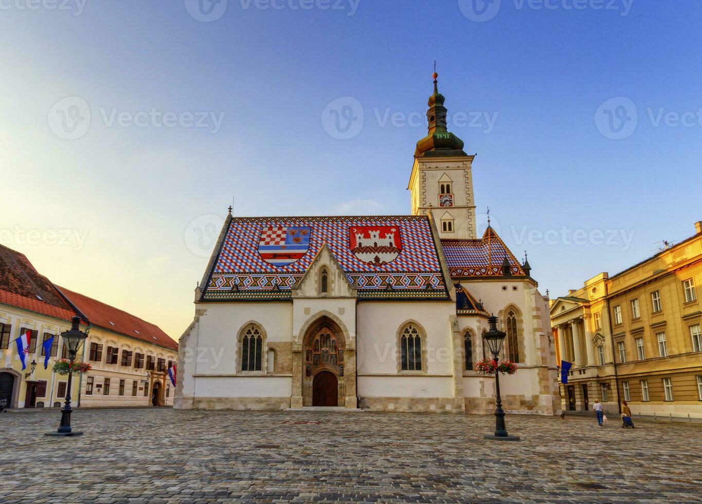 St. Mark's Church and square in Zagreb, Croatia photo