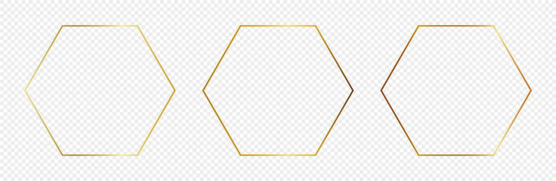 Gold glowing hexagon frame vector