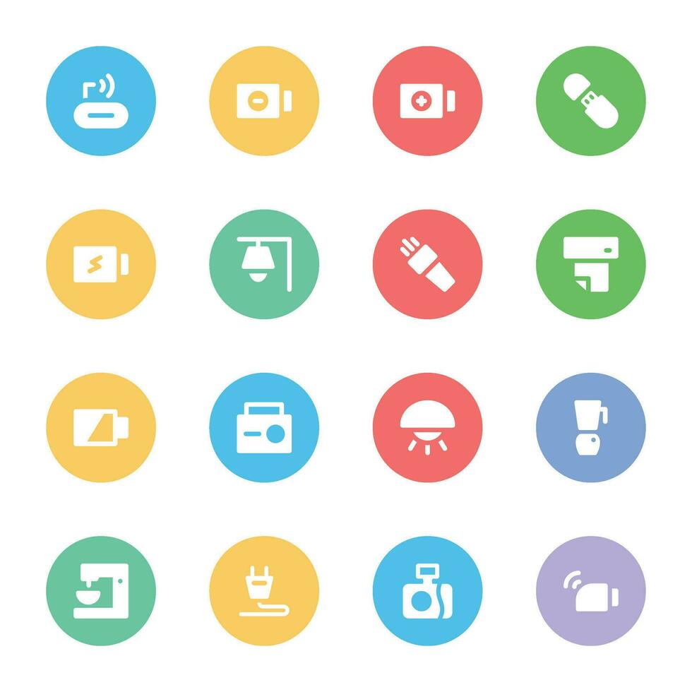 Set of Appliances Flat Round Icons vector