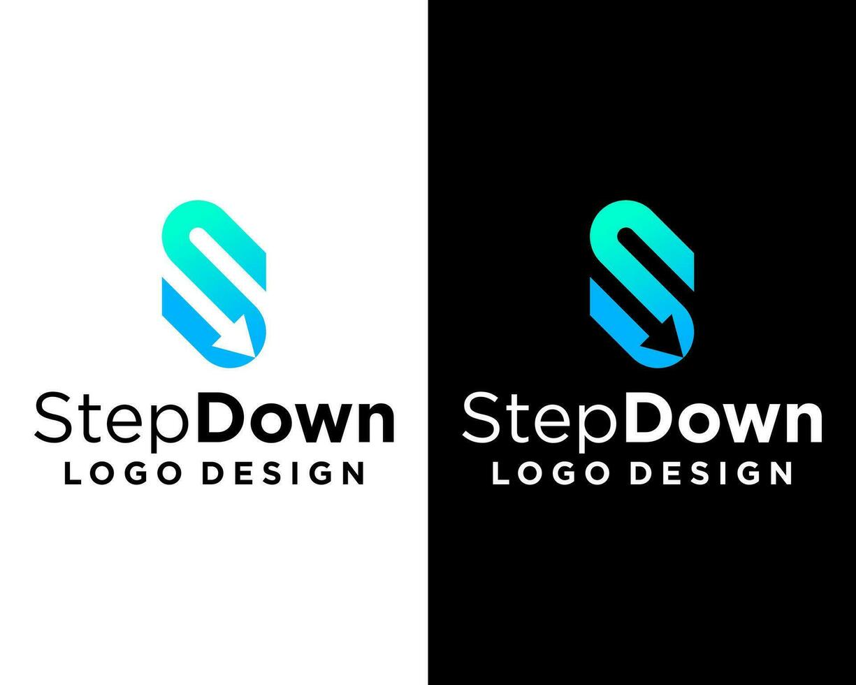 Letter S monogram pointing down arrow logo design. vector