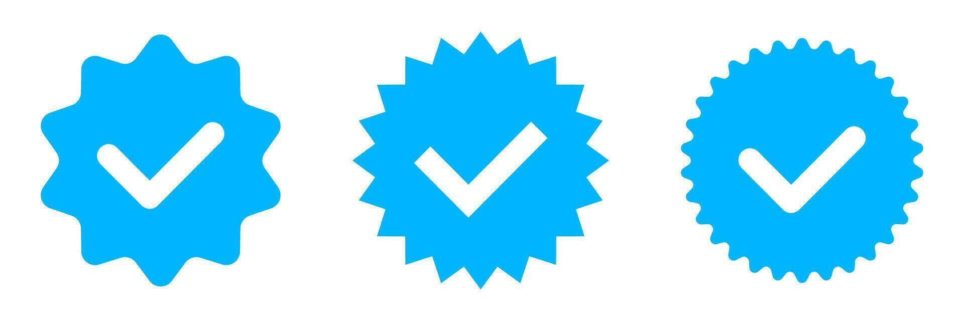 3 blue vector verification badge for social networks