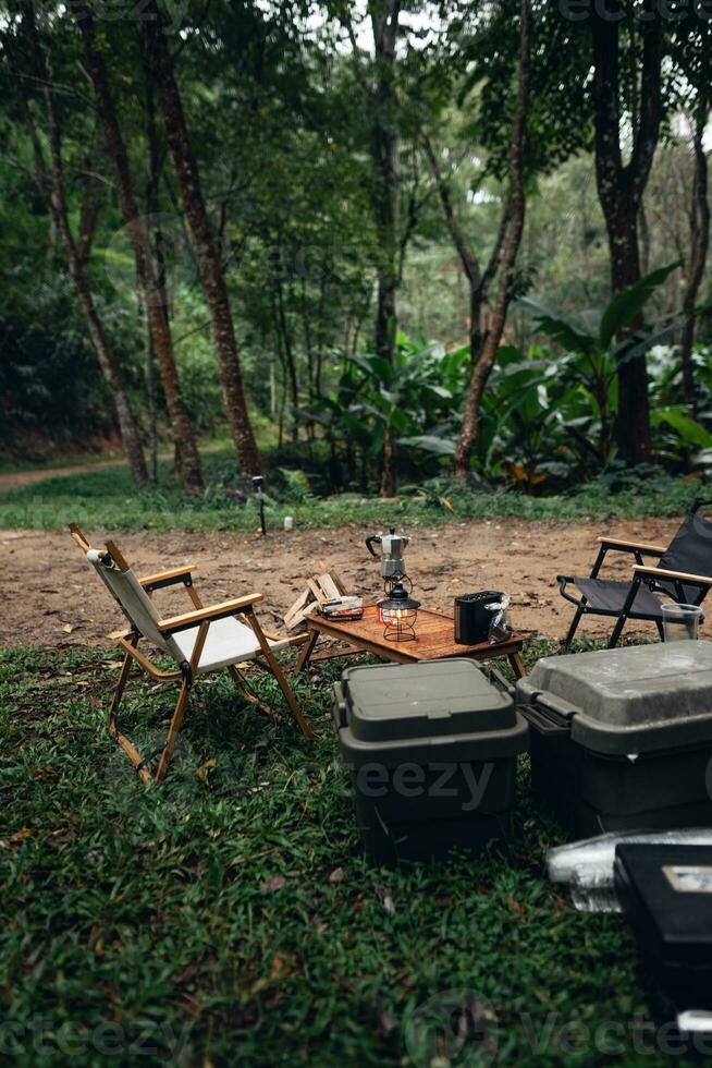 Campfire in the rainforest photo