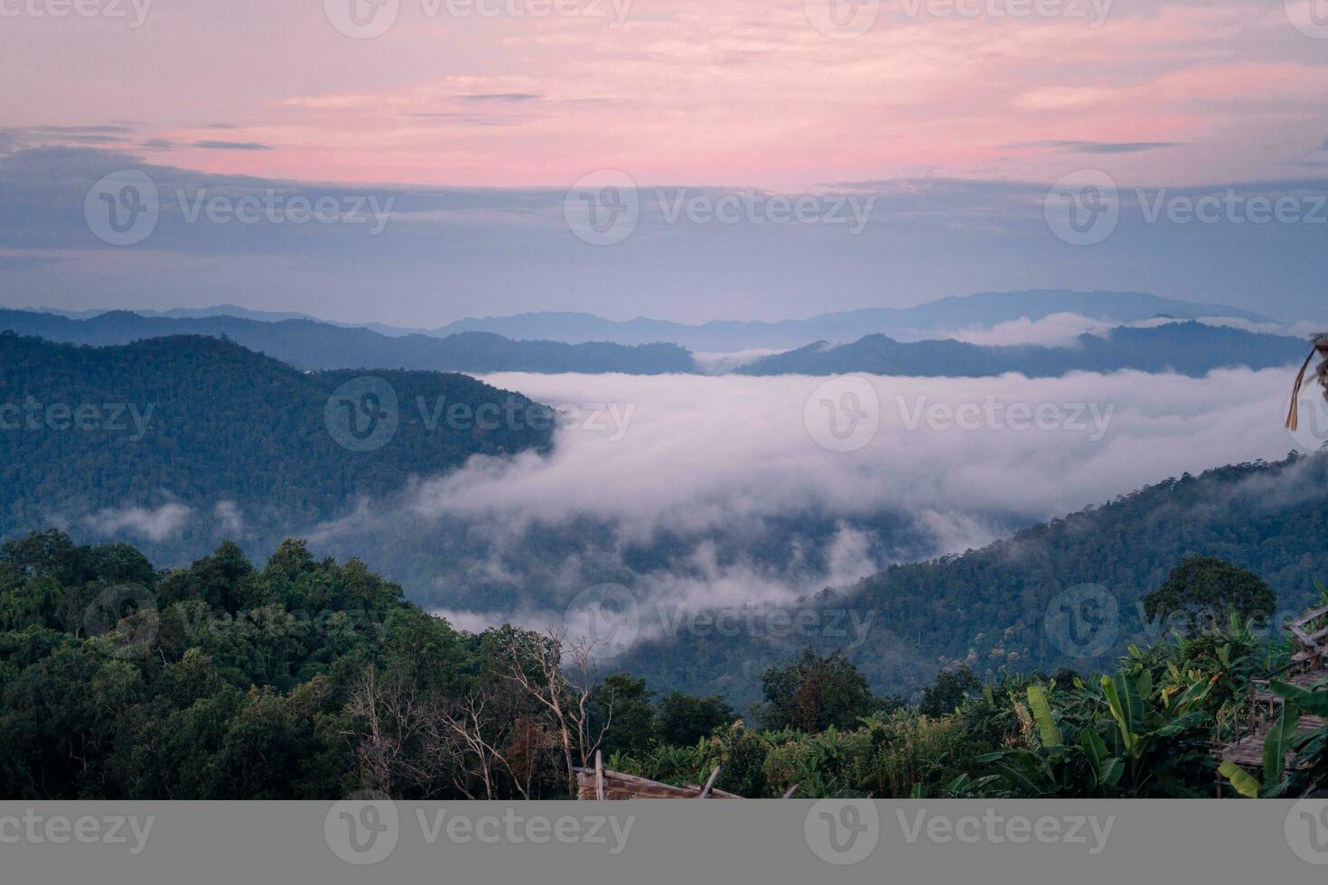 Mountain view from hill country village photo