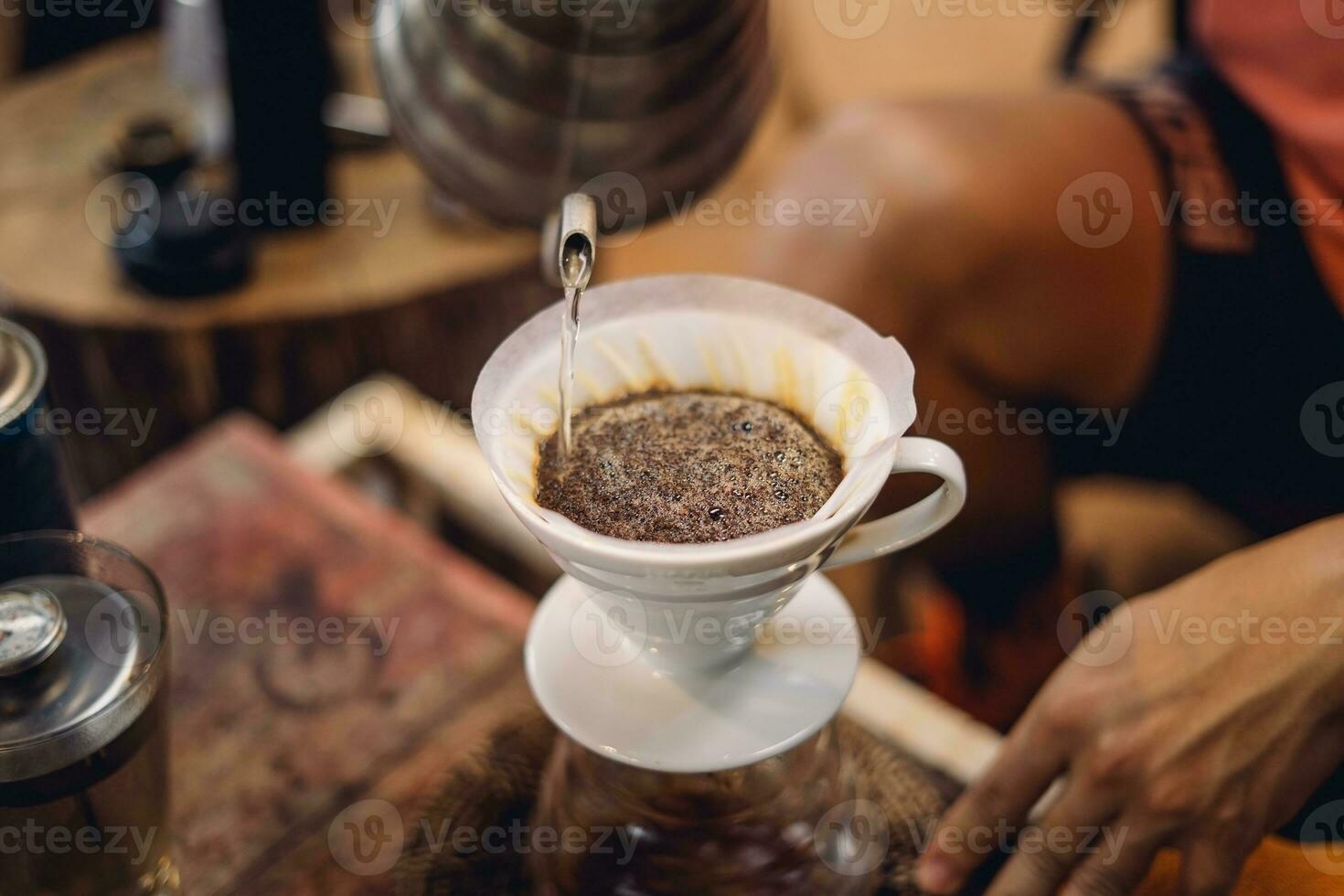 Drip coffee at home in the morning photo