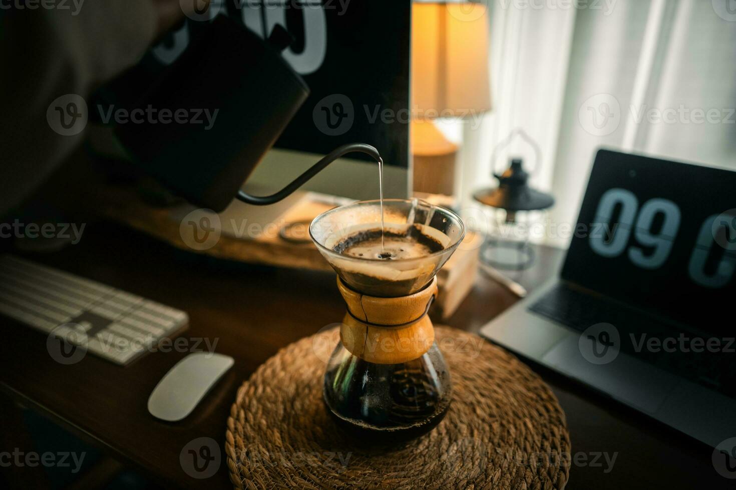 Drip coffee on the table in the house photo