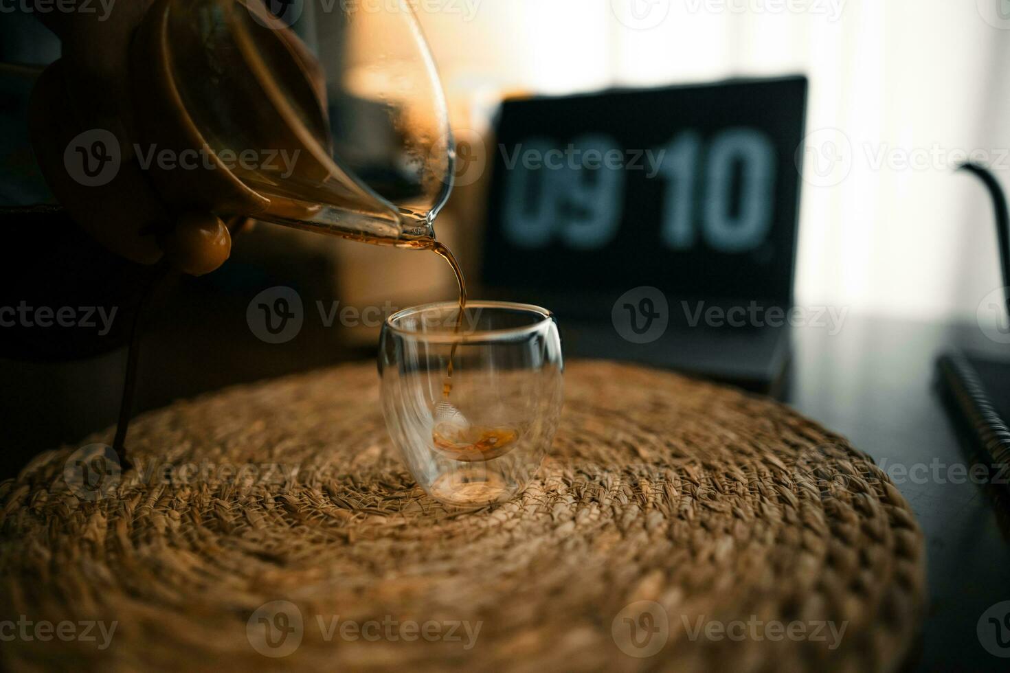 Drip coffee on the table in the house photo