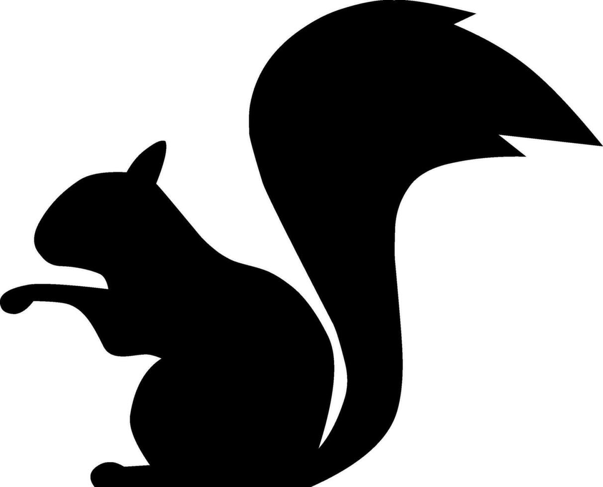 Squirrel silhouette icon vector for autumn design. Simple squirrel icon for fall season. Autumn graphic resource for icon, sign, symbol or decoration. Silhouette of squirrel for mid autumn festival