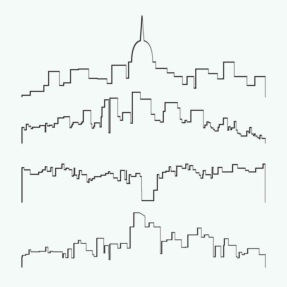 city silhouette stroke vector