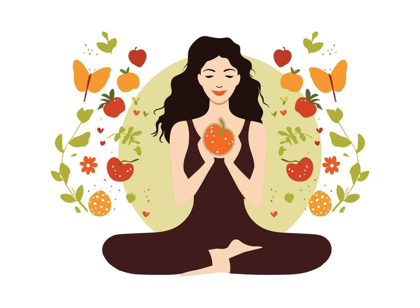Woman meditation flat style illustration vector