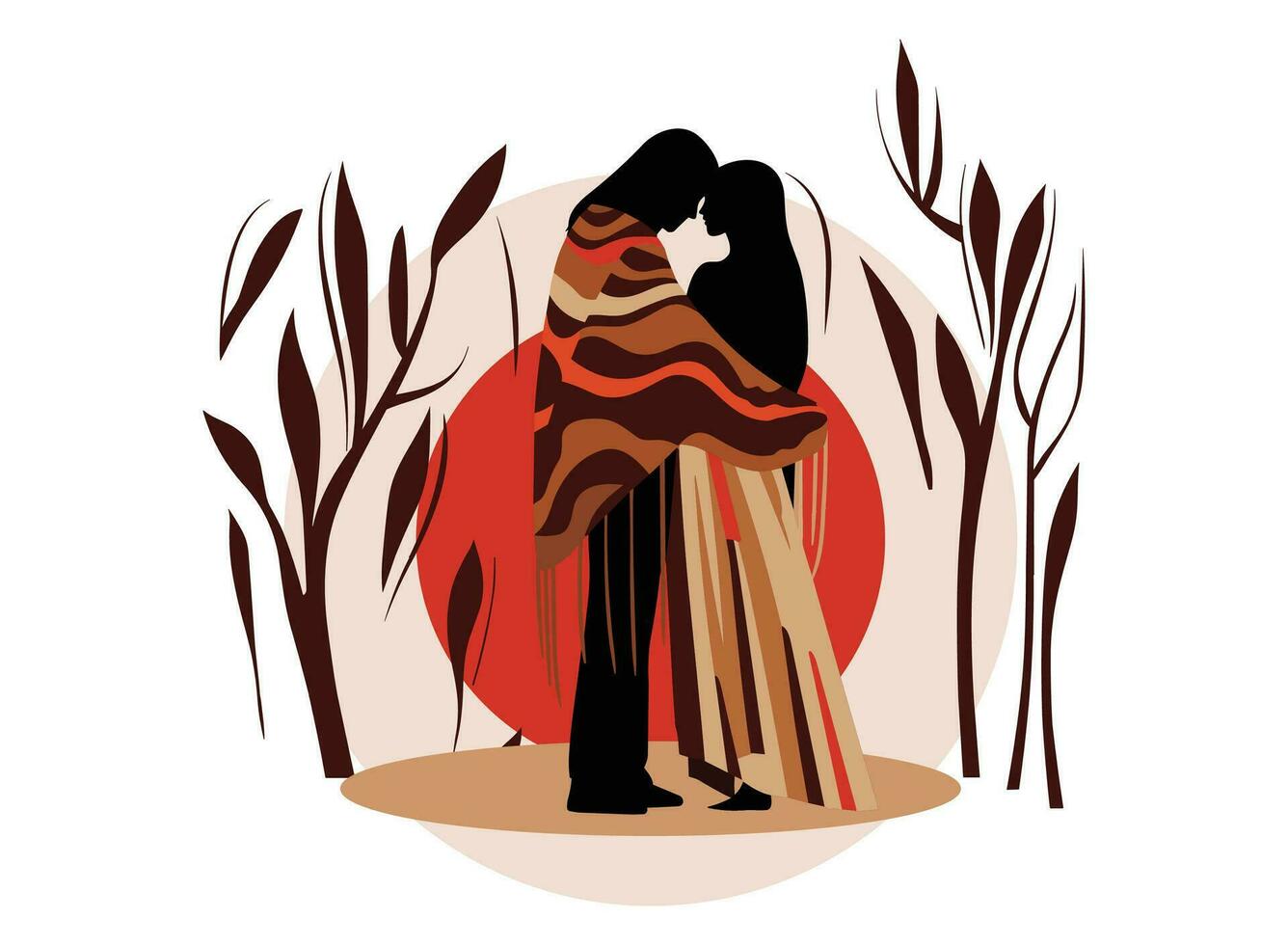 Beautiful couple hugging illustration vector