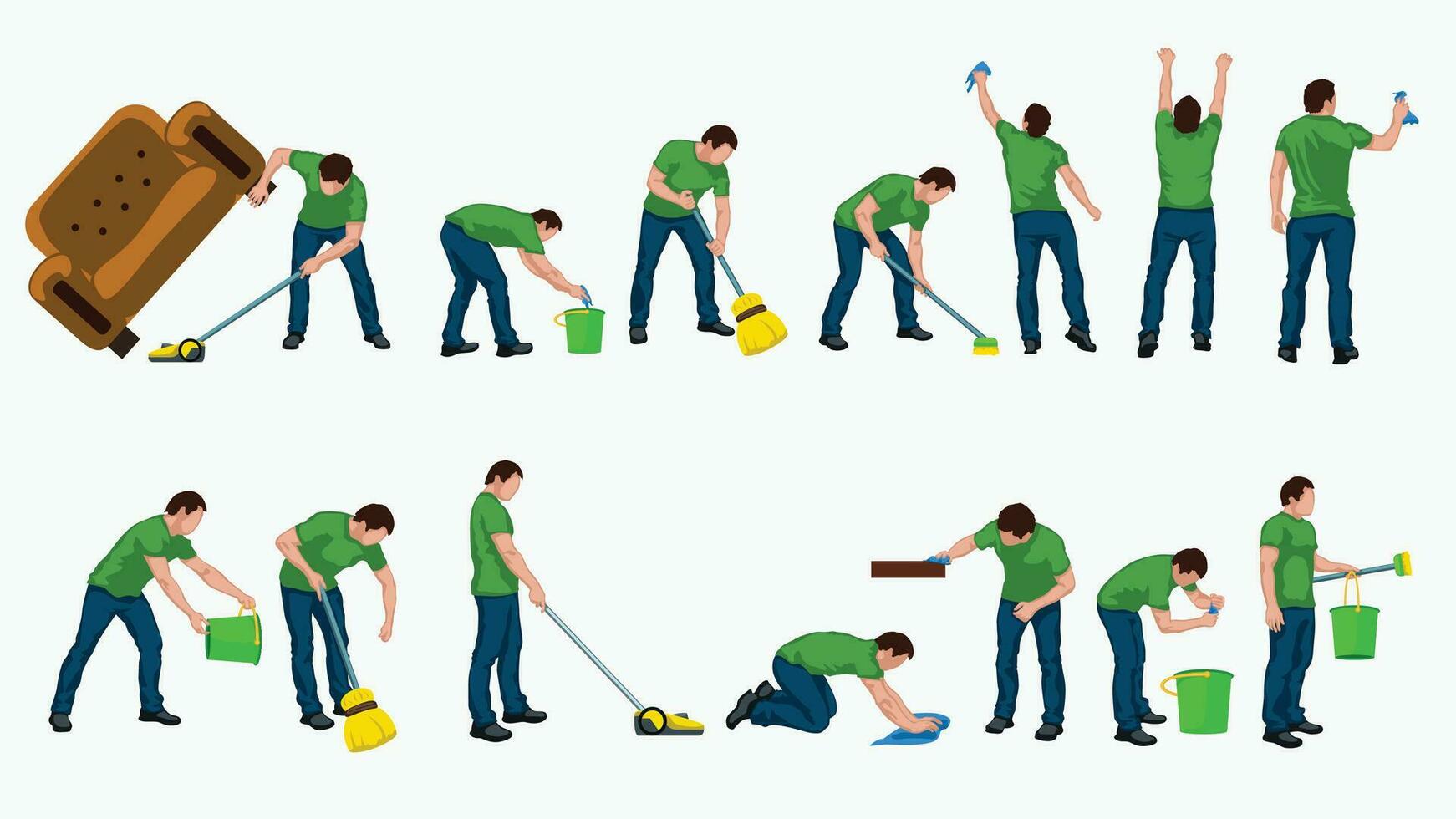 cleaning male set vector
