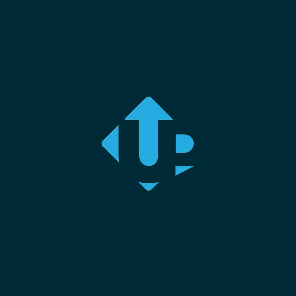 UP negative space letter logo template. Creative negative space logo. Flat and minimal logo design vector