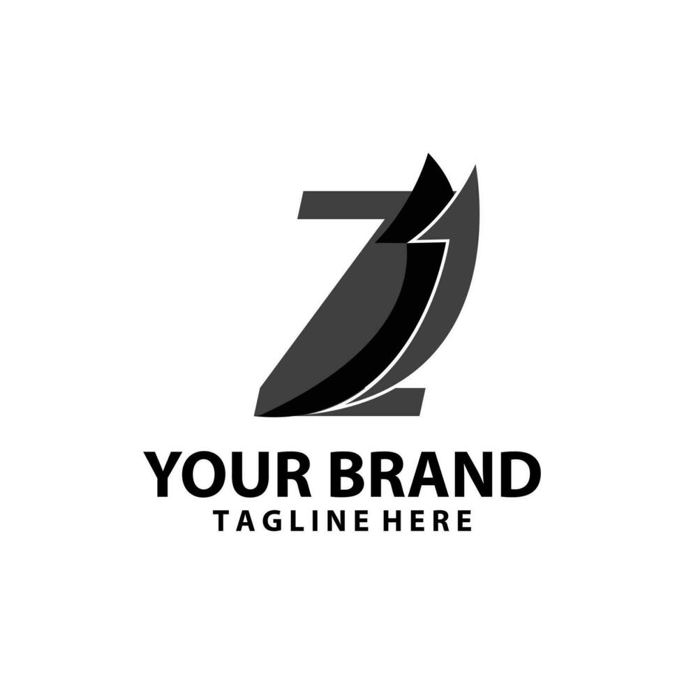letter Z font monogram arrow shadow logo design vector