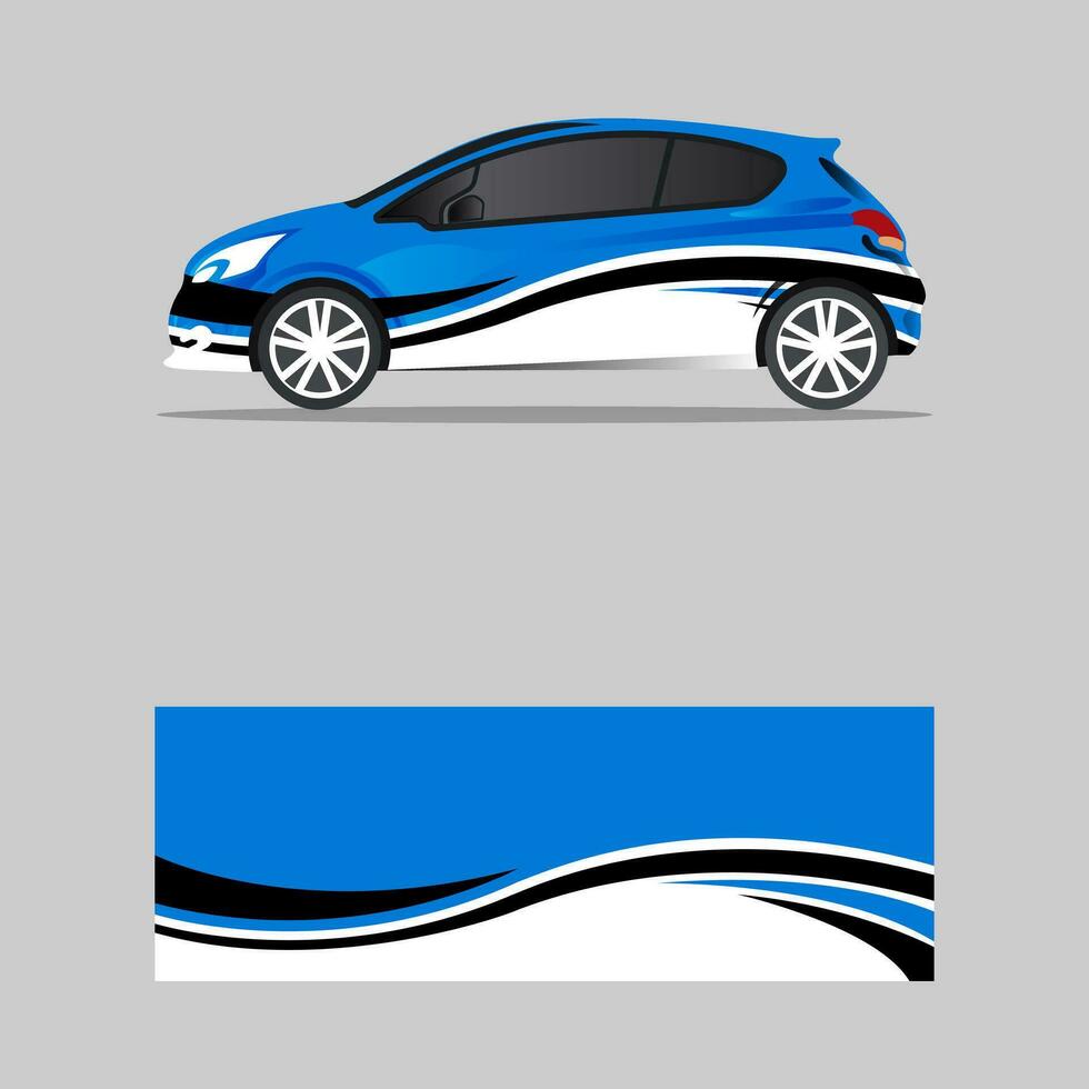 wrapping car decal wavy blue design vector