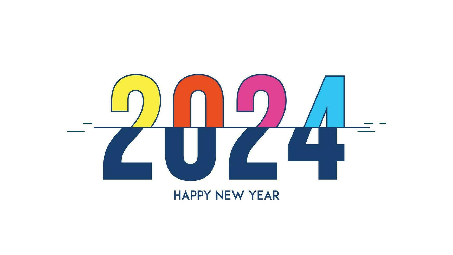 2024. contento nuevo año 2024 con vistoso líneas. 2024 póster. contento nuevo año 2024 antecedentes vector diseño ilustración.