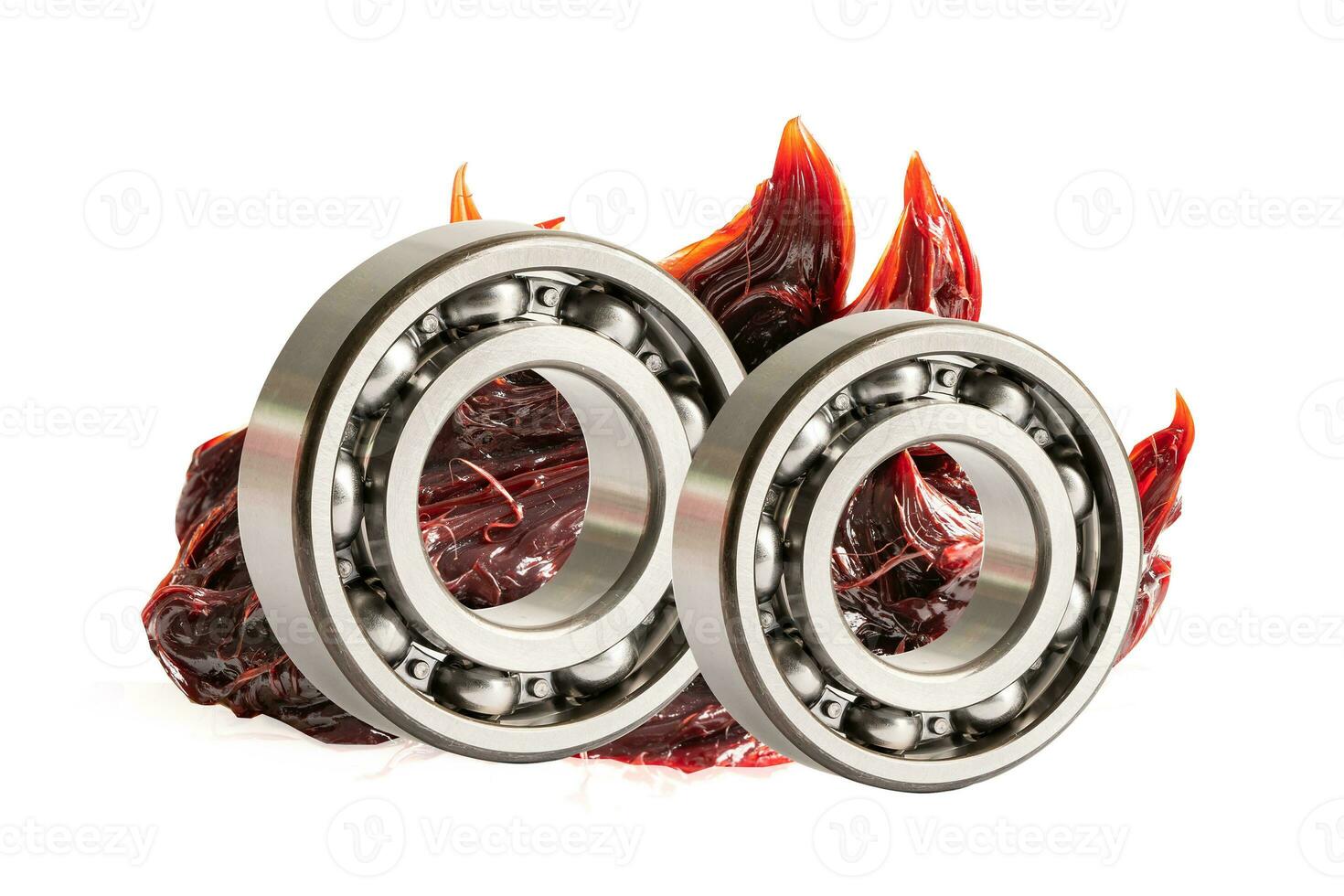 Ball bearing stainless with grease, red excellent water resistance synthetic lithium complex grease for moving path and machinery lubrication for automotive and industrial. photo