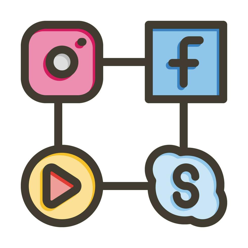 Social Networks Vector Thick Line Filled Colors Icon For Personal And Commercial Use.