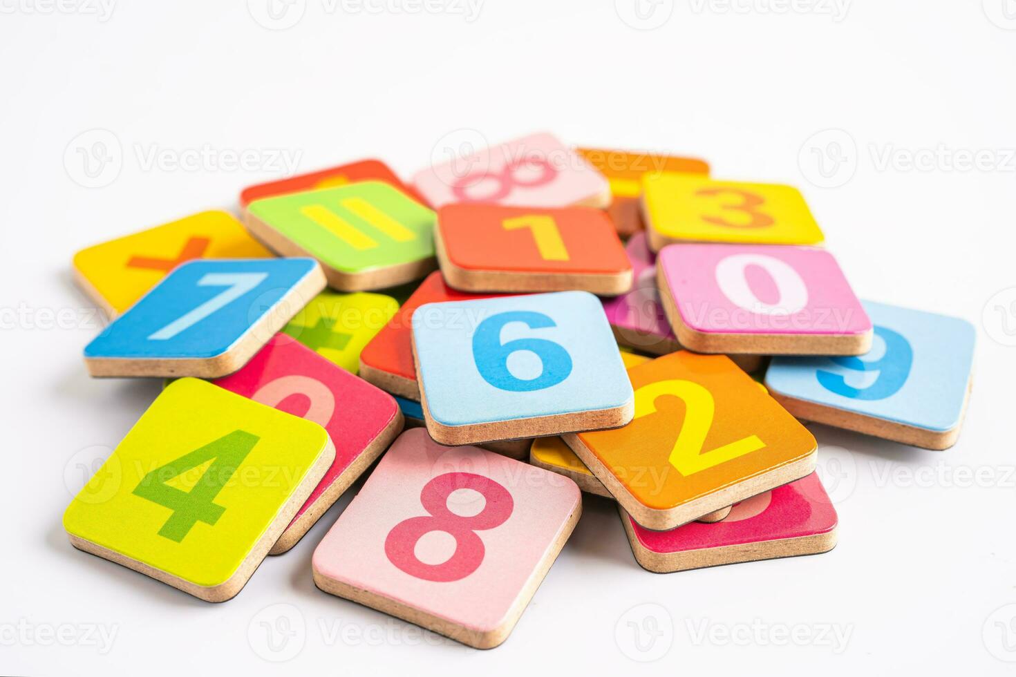 Math number colorful on white background, education study mathematics learning teach concept. photo