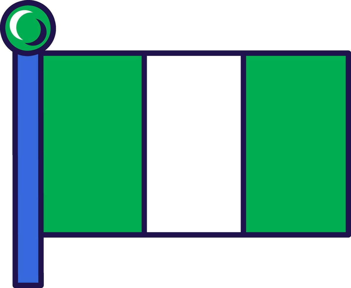 Nigeria federal república bandera en asta de bandera vector