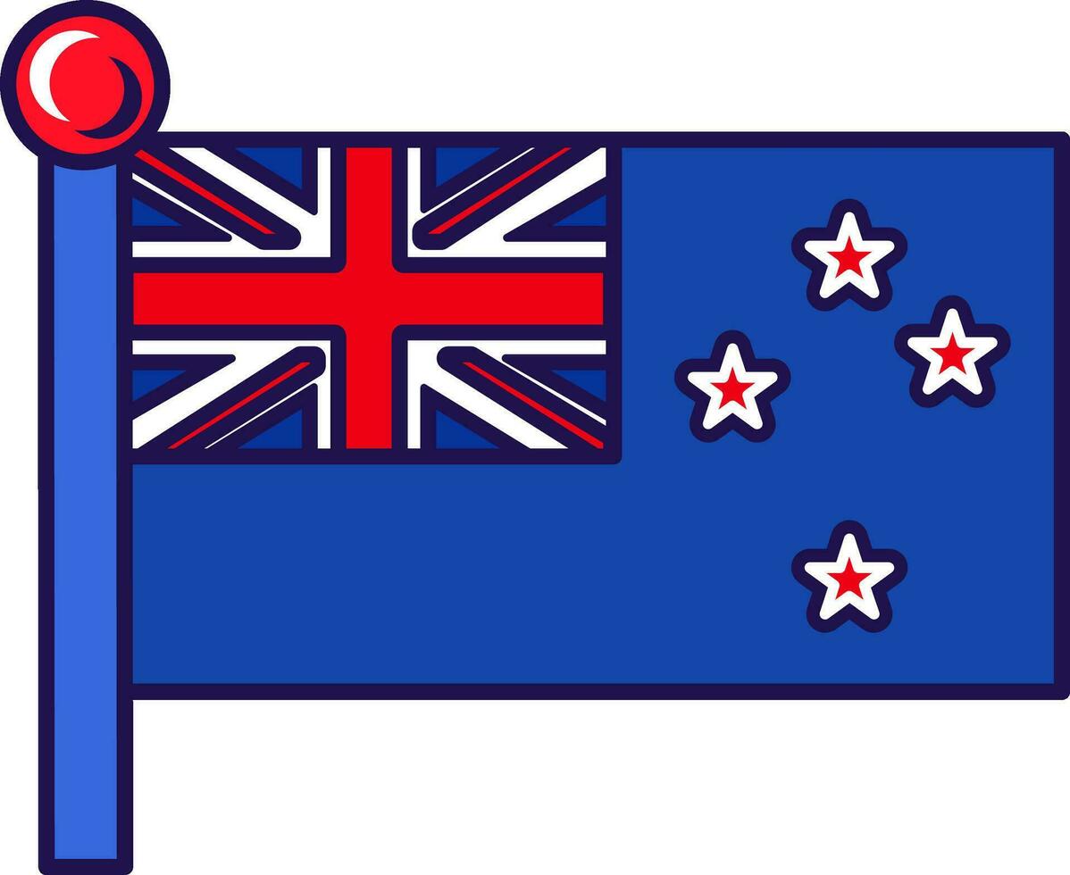 New zealand country nation flag on flagpole vector 30925409 Vector 