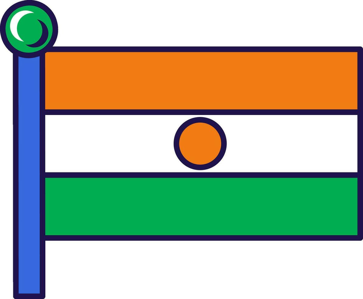 Niger republic nation flag on flagpole vector