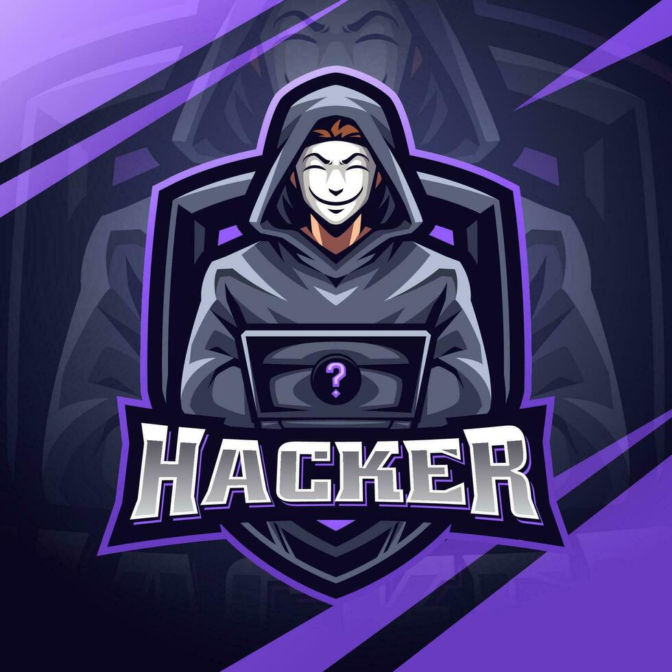 diseño de logotipo de mascota hacker esport vector