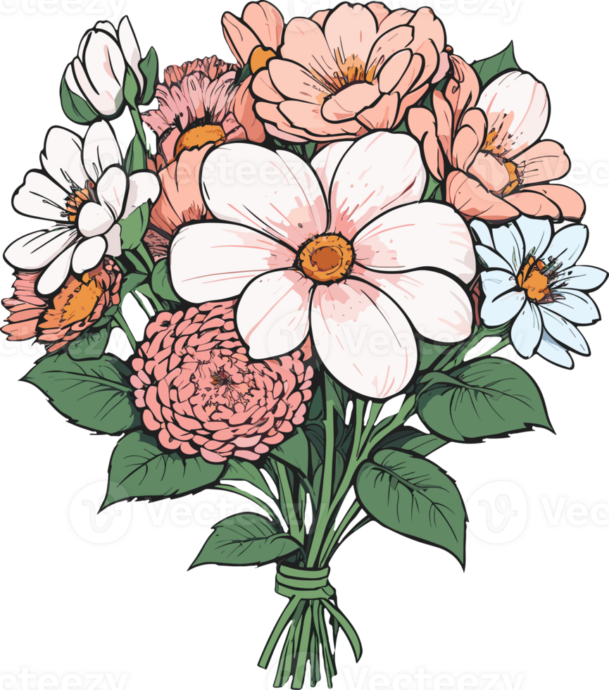 Cartoon cute flower bouquets ,Clipart , cartoon Clipart , Ai-generated png