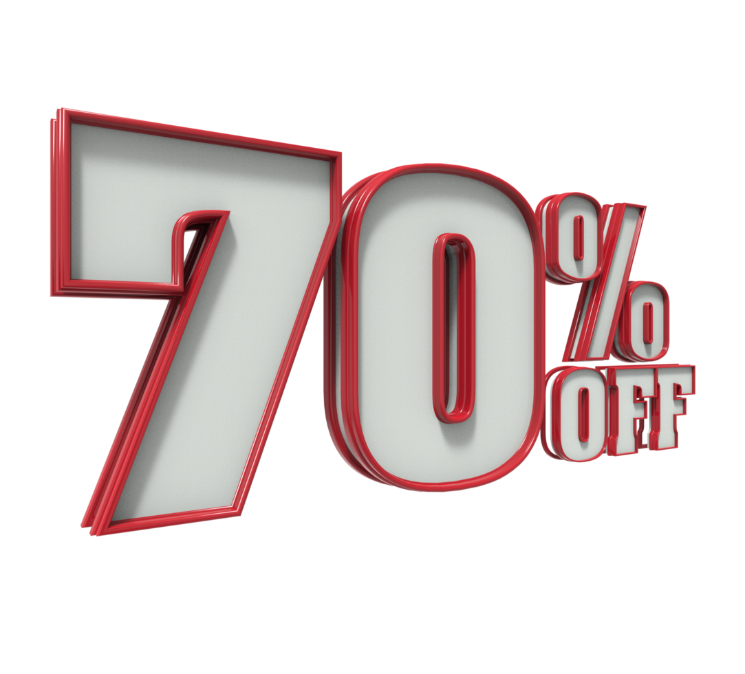 Number 70 3d with color red png