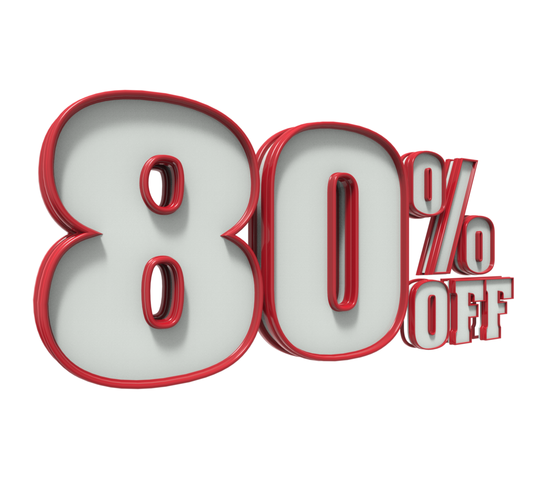 Number 80 3d with color red png