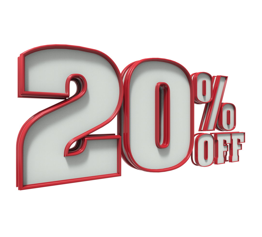 Number 20 3d with color red png