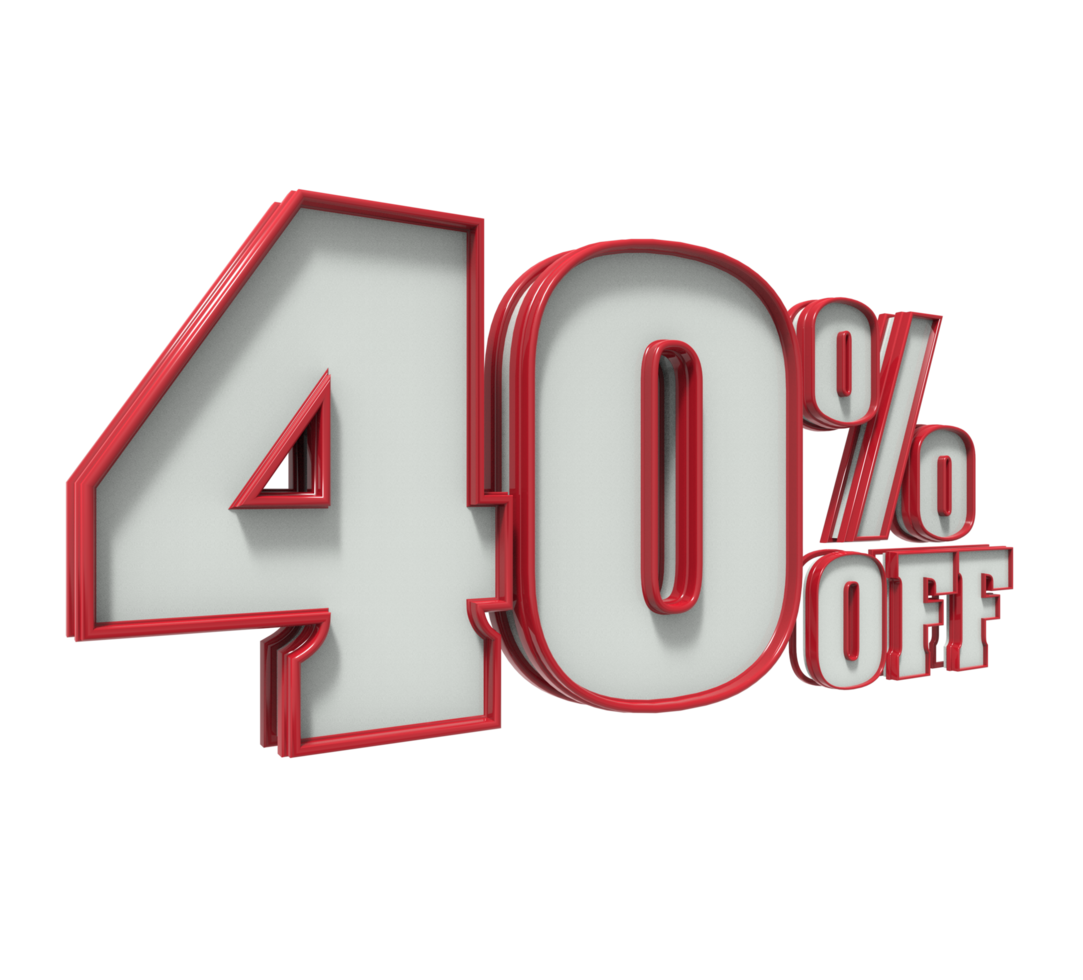 Number 40 3d with color red png