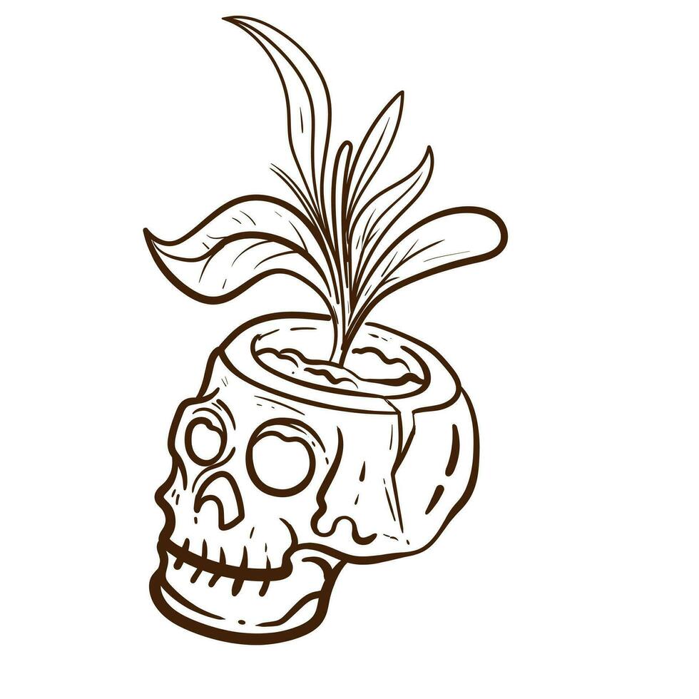 Simple Skull hand Drawing Line doodle. Illustration Good for design tshirt and simple tattoos vector