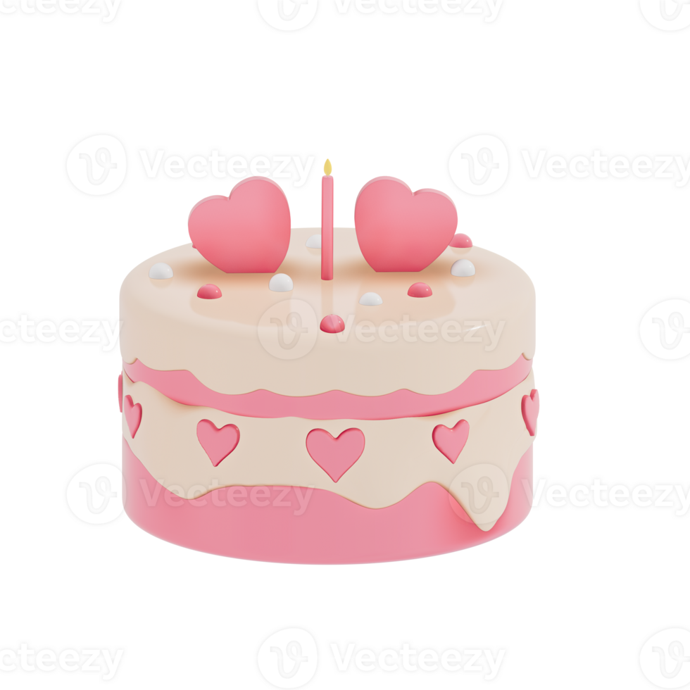 Birthday cake party element on transparent background, Colorful delicious desserts . 3D rendering png