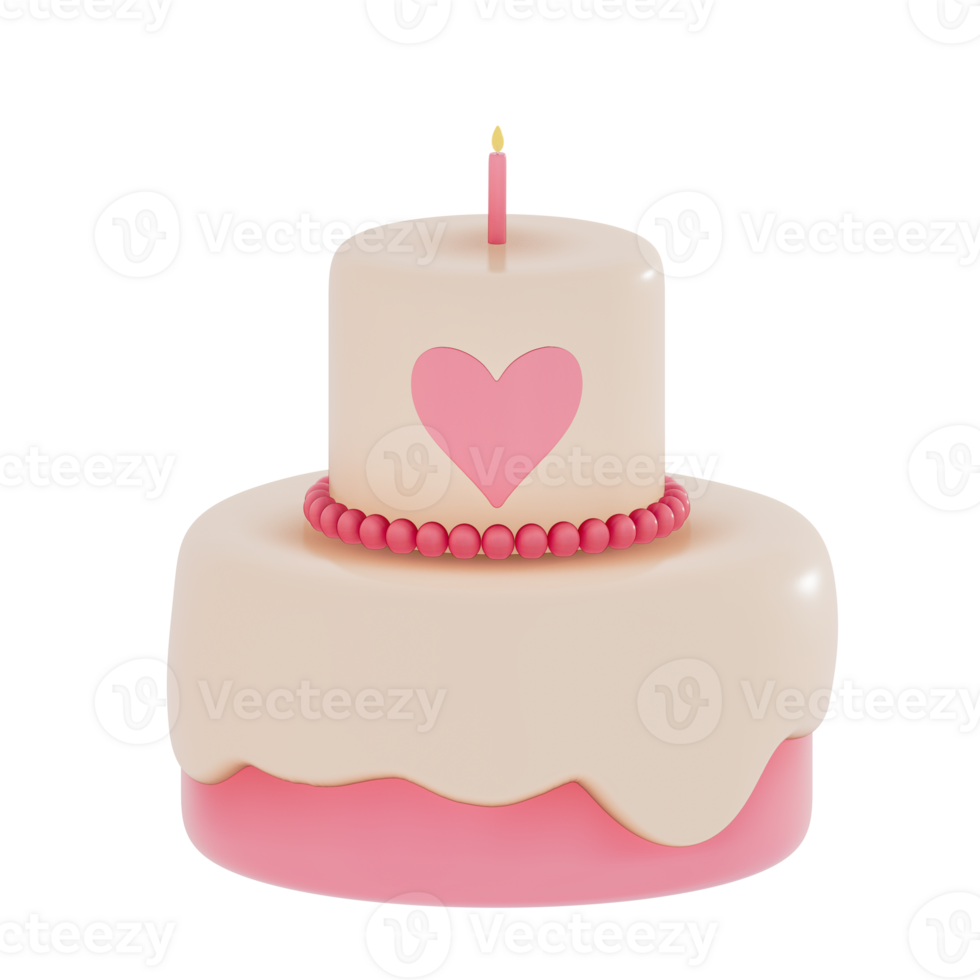 Birthday cake party element on transparent background, Colorful delicious desserts . 3D rendering png