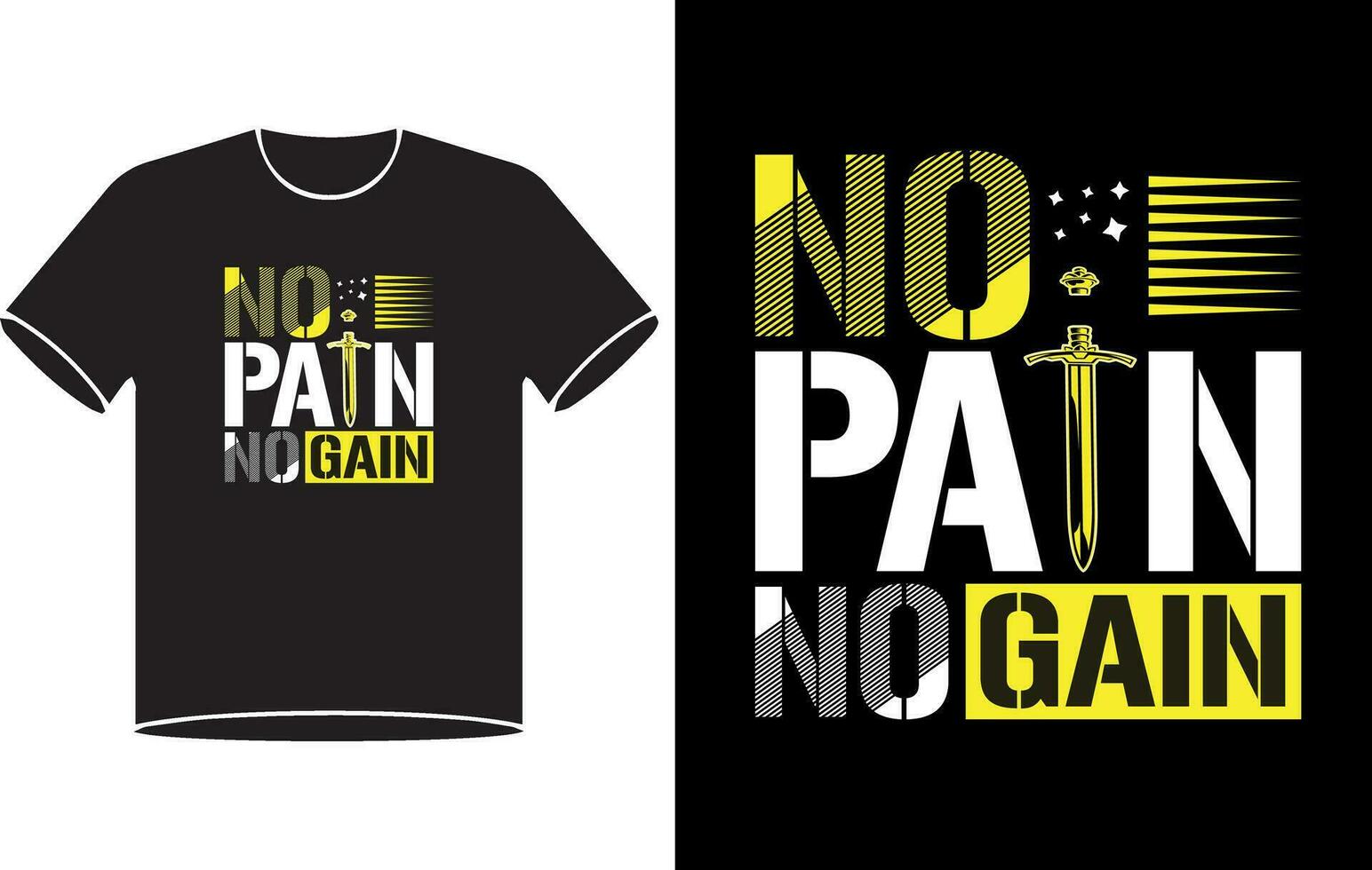 No pain no gain motivational typography t-shirt tesign pro vector