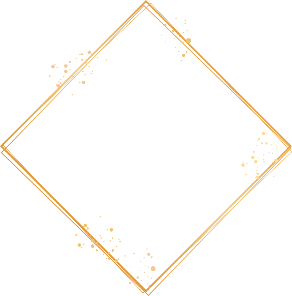 Elegant Gold diamond frame with sparkle glitter png