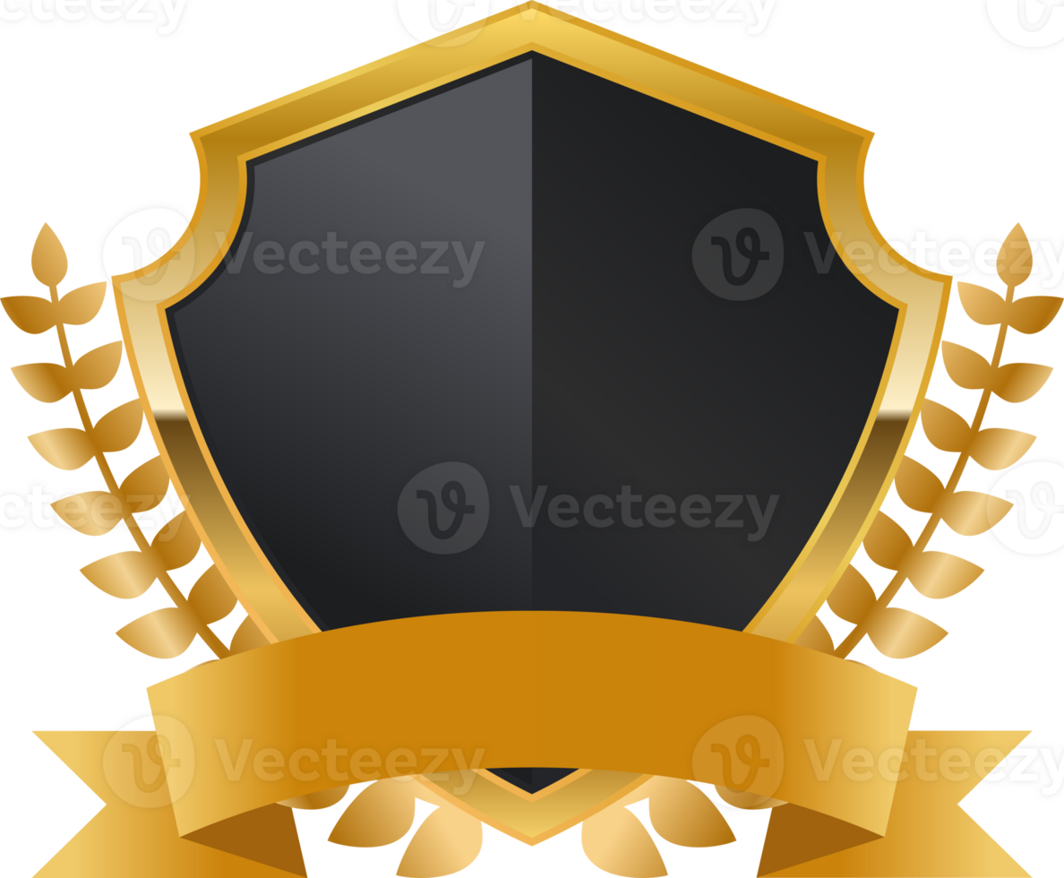 Black gold luxury shield badge png