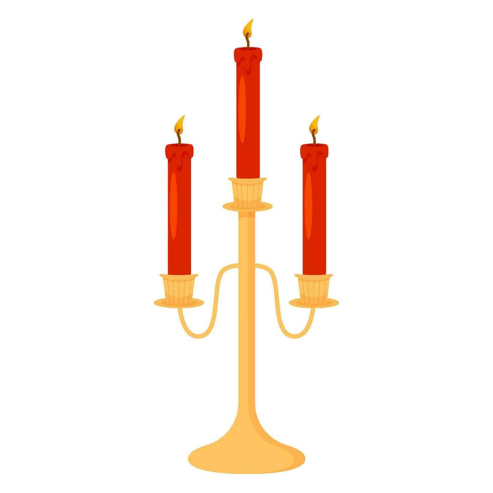 Vintage golden candlestick with candles vector