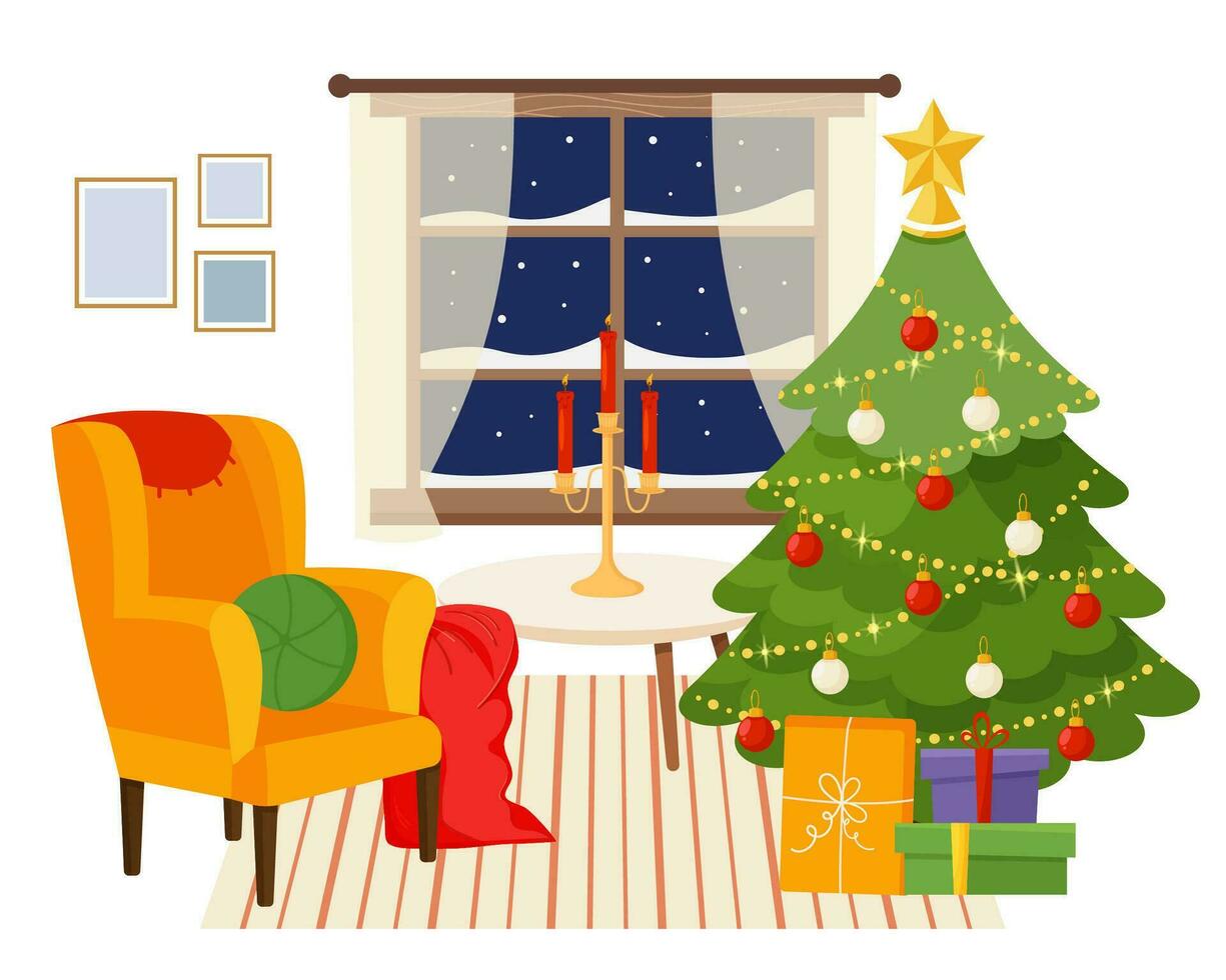 Navidad interior para el vivo habitación o dormitorio vector