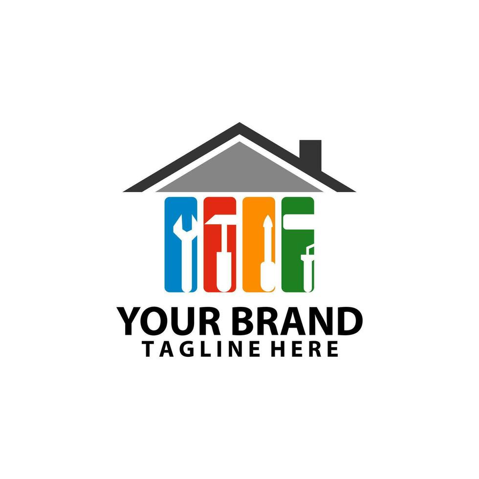 home decoration repair service logo design vector