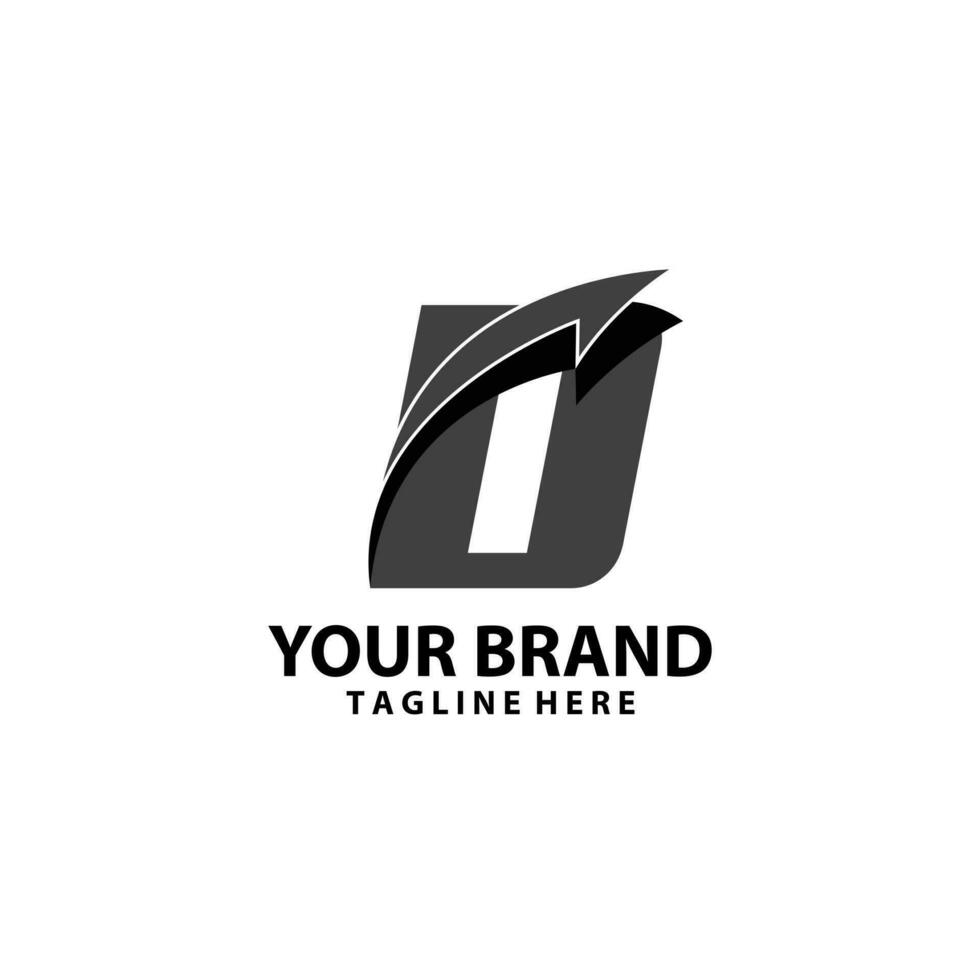 letter D font monogram arrow shadow logo design vector