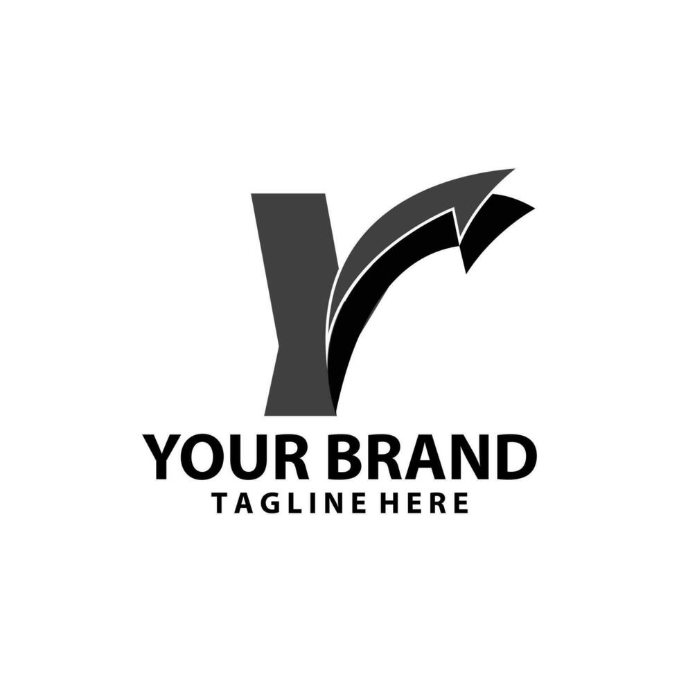 letter Y font monogram arrow shadow logo design vector