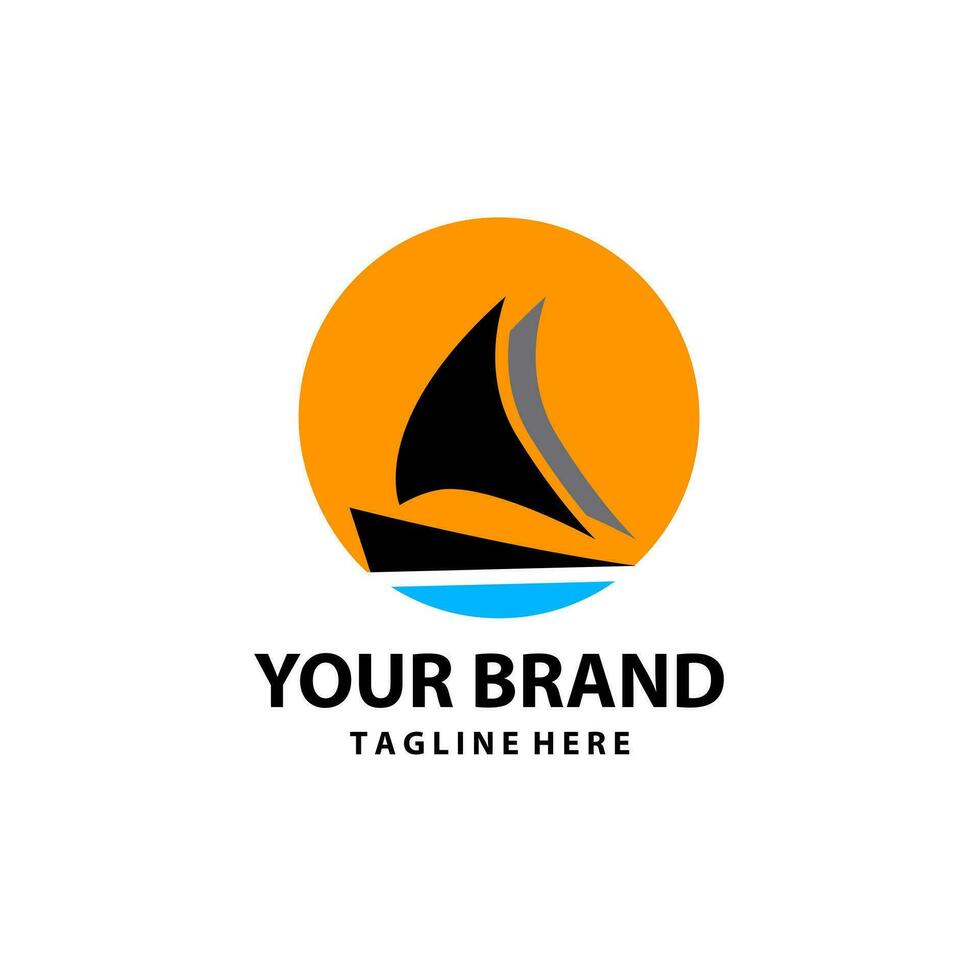 sunset sailboat vector logo design