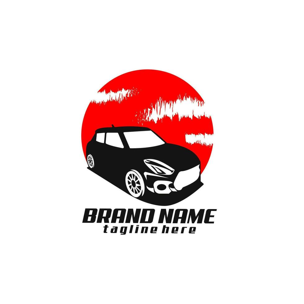 car decal moon logo design vector