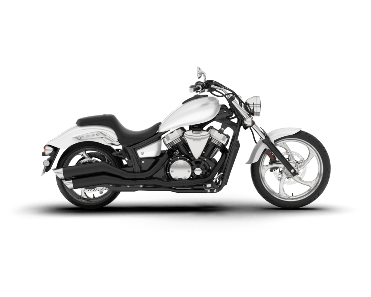 White motorcycle isolated on transparent background. 3d rendering - illustration png