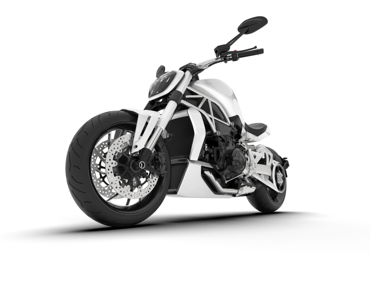 White motorcycle isolated on transparent background. 3d rendering - illustration png