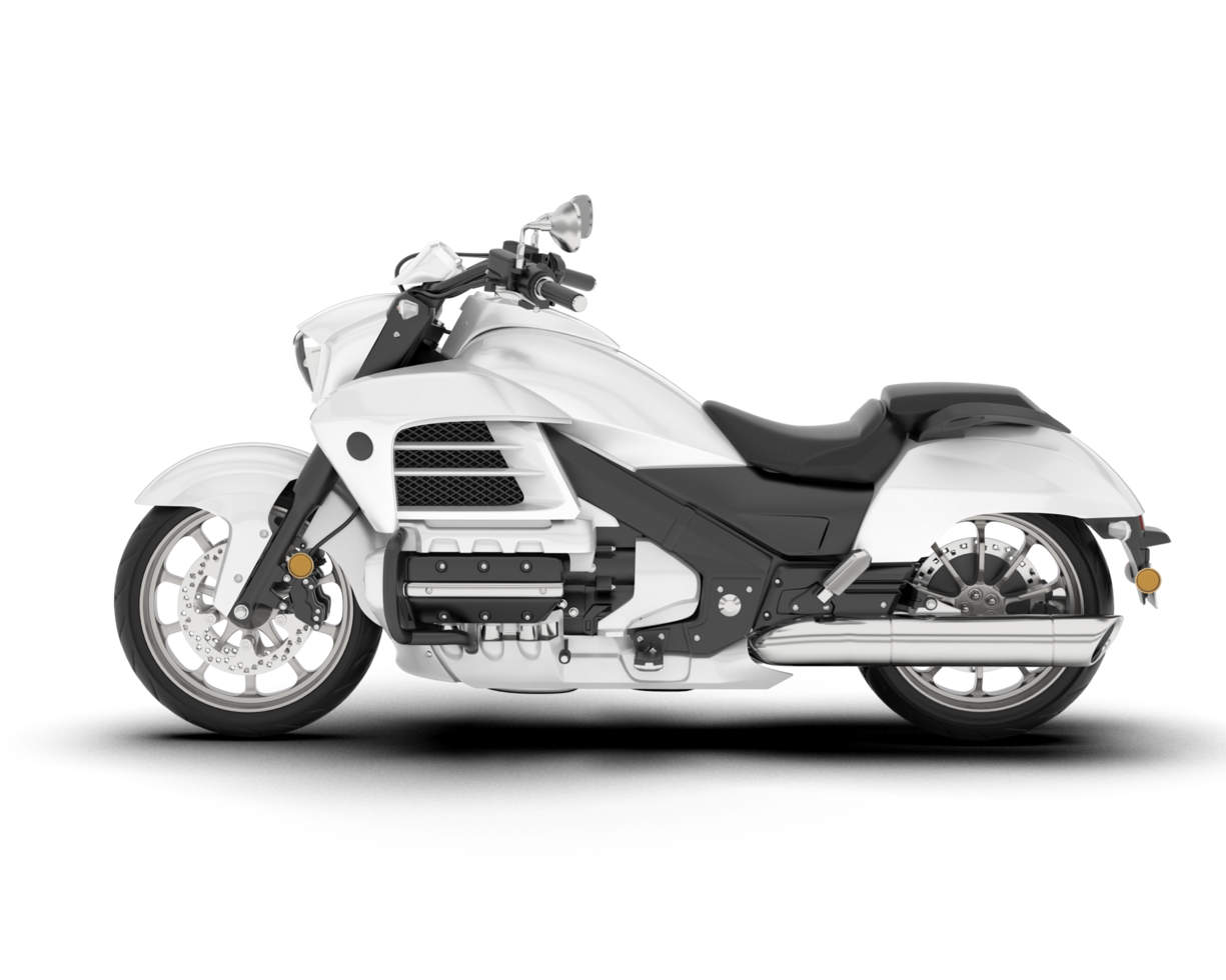 White motorcycle isolated on transparent background. 3d rendering - illustration png