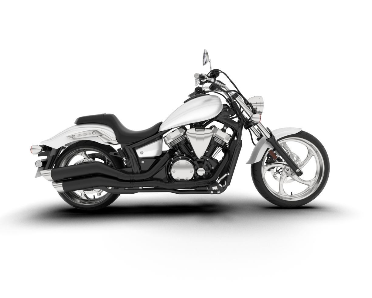 White motorcycle isolated on transparent background. 3d rendering - illustration png