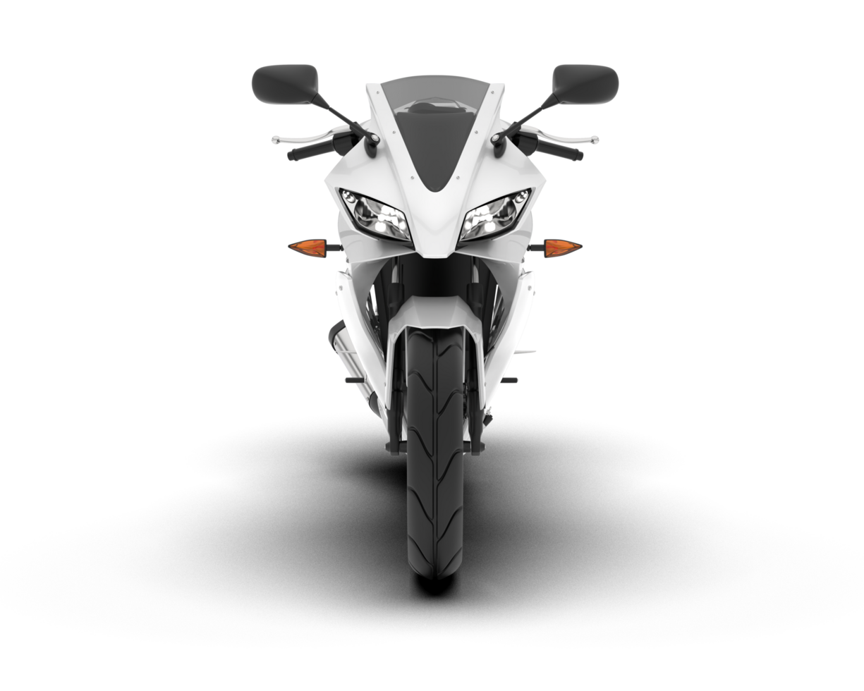 White motorcycle isolated on transparent background. 3d rendering - illustration png